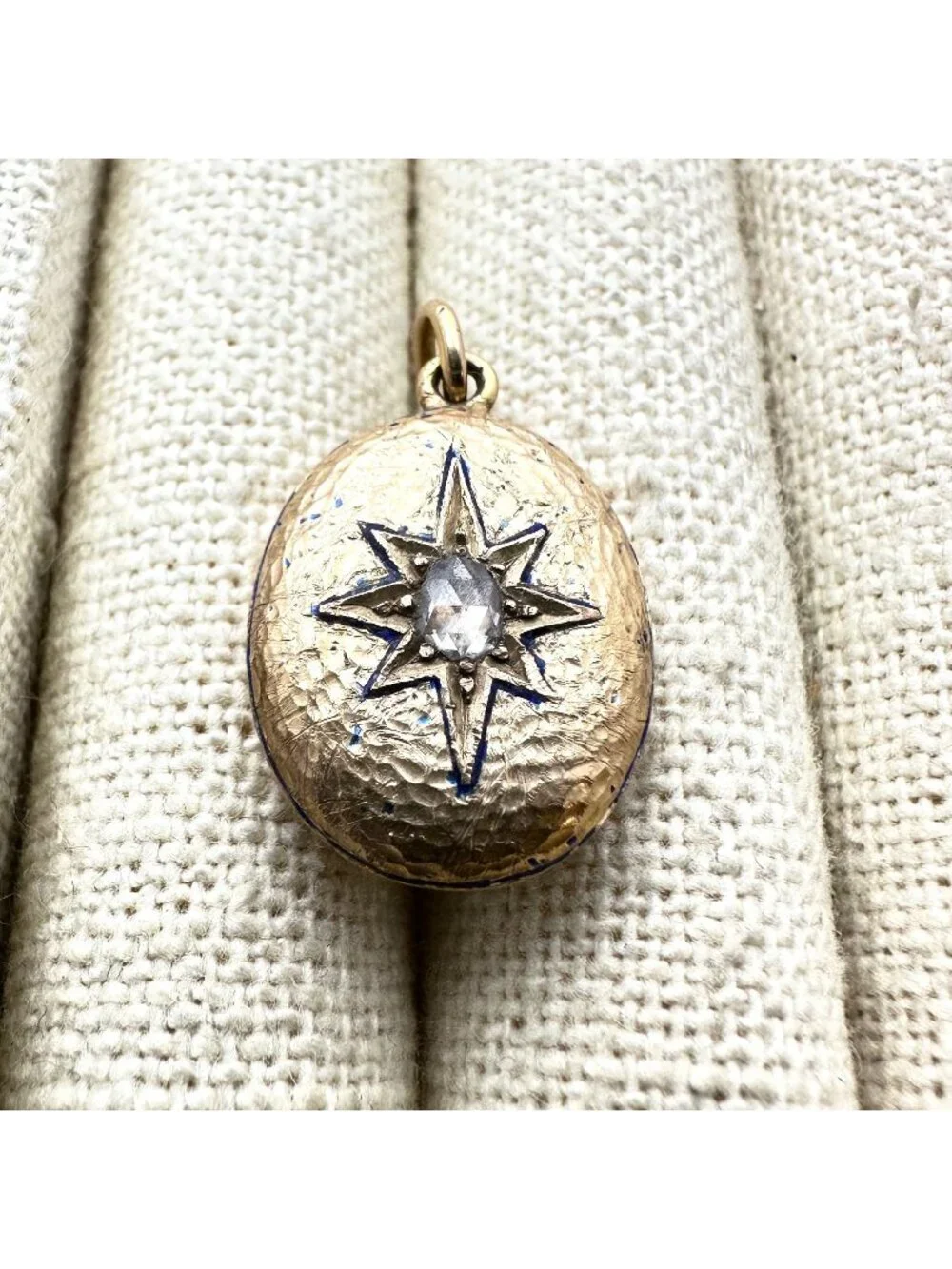 Antique Victorian 12K Gold Rose Cut Diamond Hair Mourning Pendant Locket